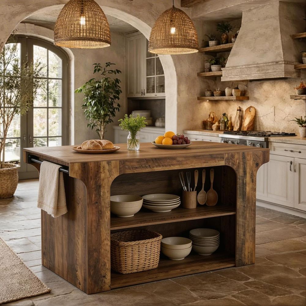 Commercial Kitchen Prep Table With Storage - 55 Counter Height Kitchen Island with