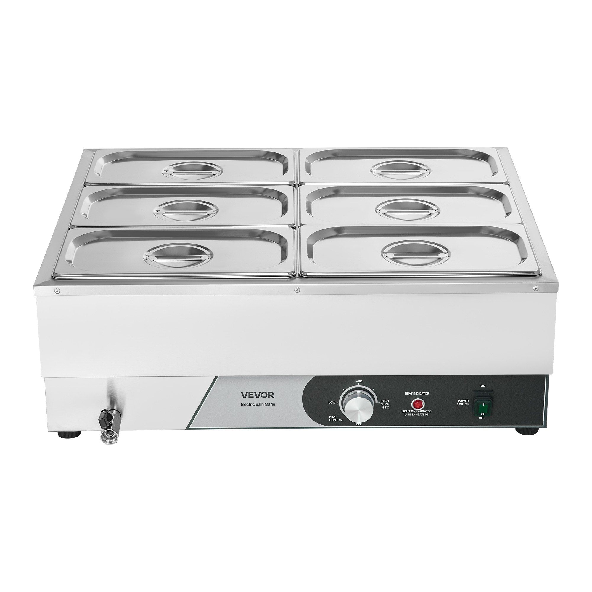 Bain Marie Food Warmer - Commercial Food Warmer, 1500W Electric Stainless