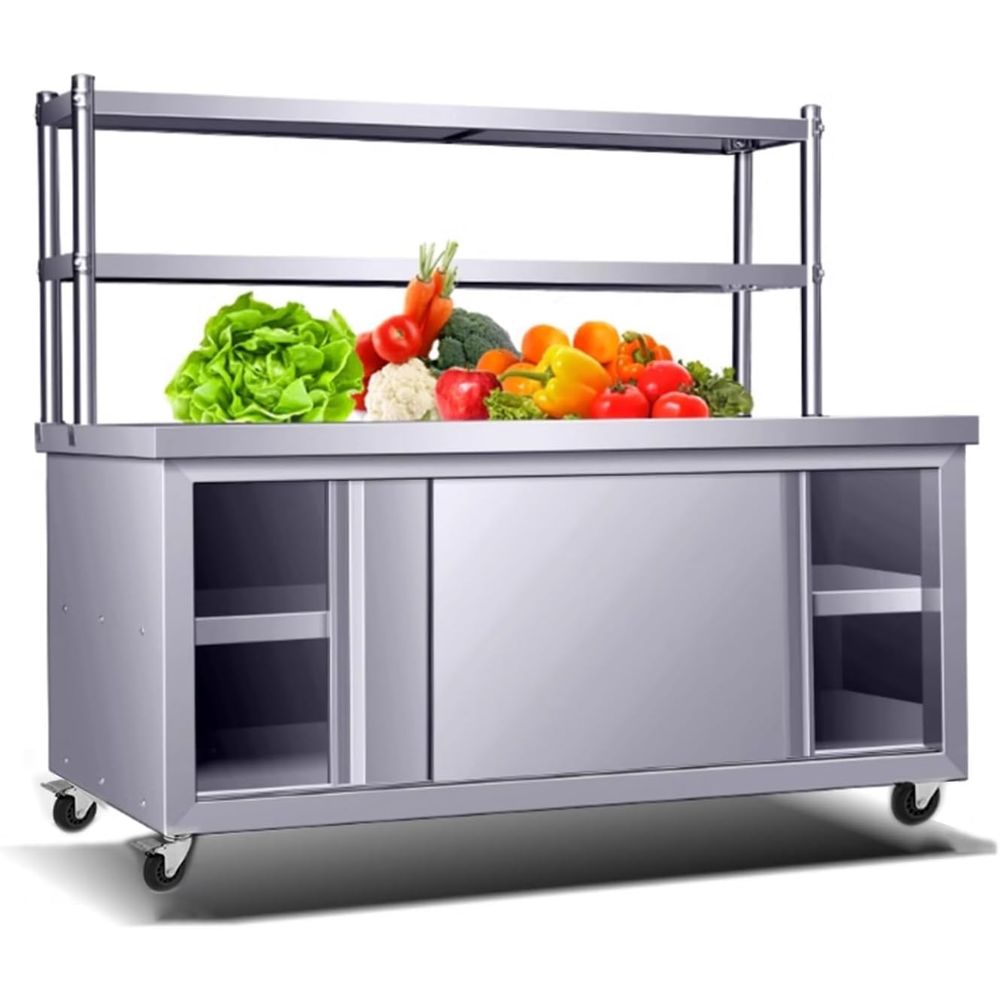 Commercial Kitchen Prep Table With Storage - Commercial Heavy-Duty Stainless Steel Kitchen Prep