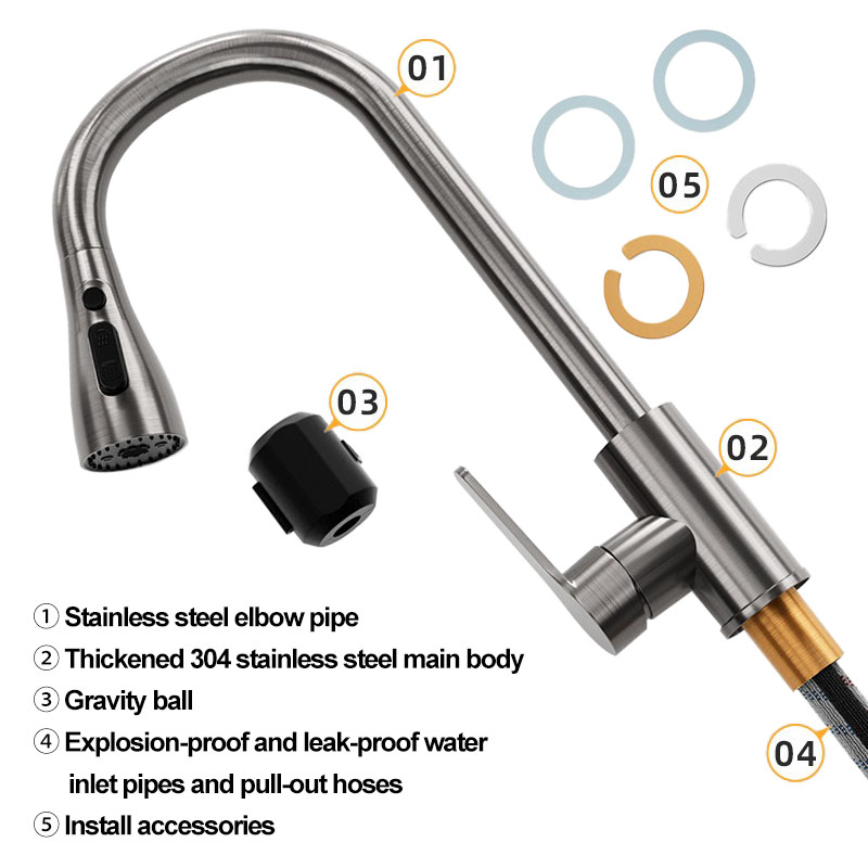 Stainless steel kitchen pull-o - Commercial Kitchen Faucet 评论和价格
