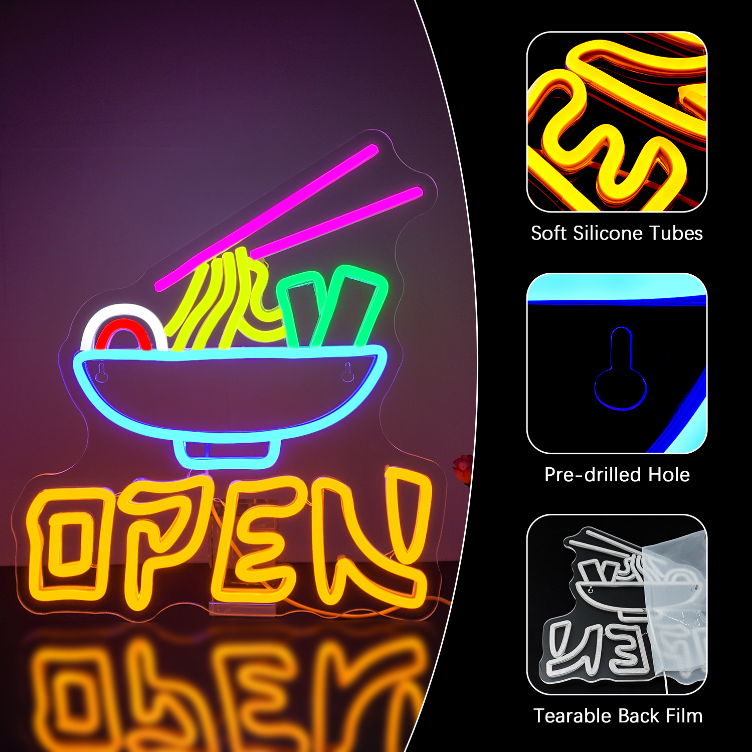 Ramen Neon Sign Shop Open Wall - Commercial Kitchen Light 评论和价格
