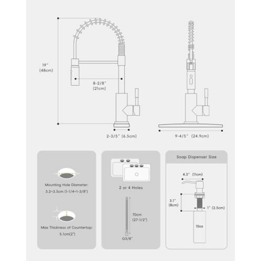 Black Kitchen Faucet with Pull - Commercial Kitchen Faucet 评论和价格