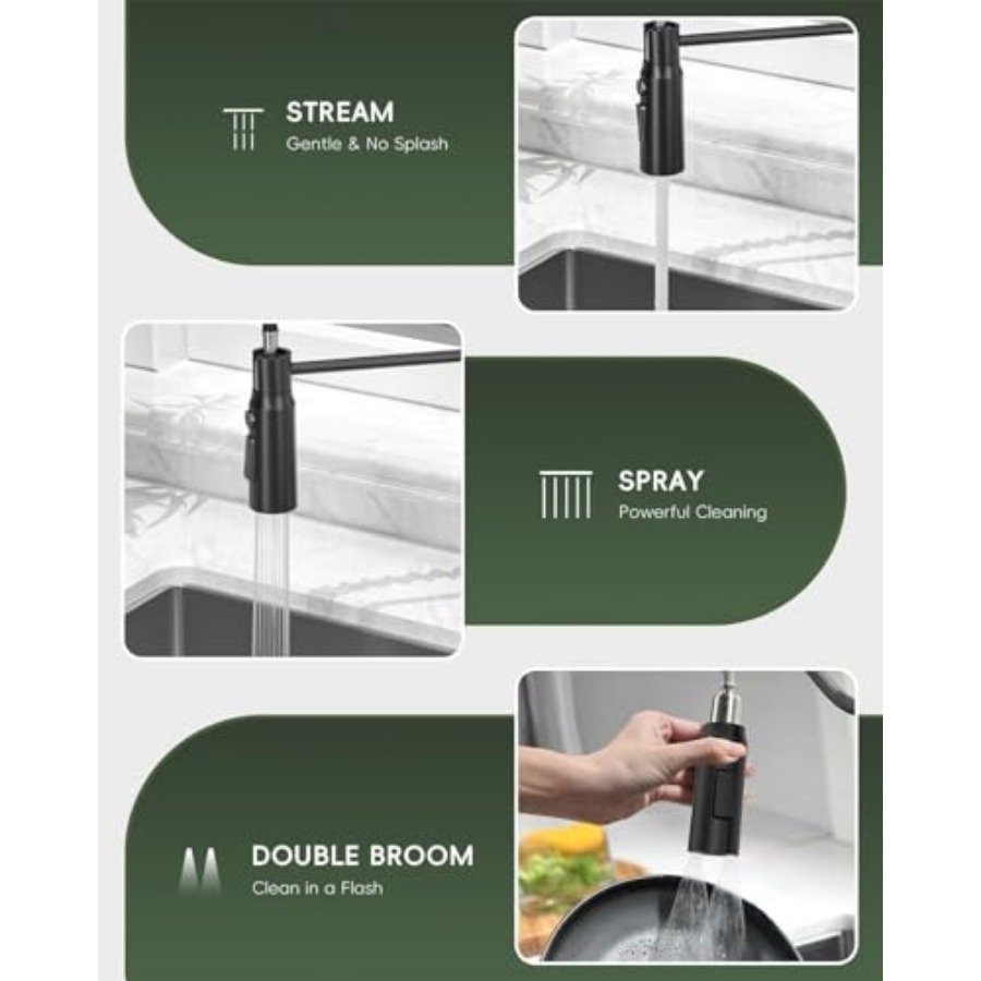 Black Kitchen Faucet with Pull - Commercial Kitchen Faucet 评论和价格