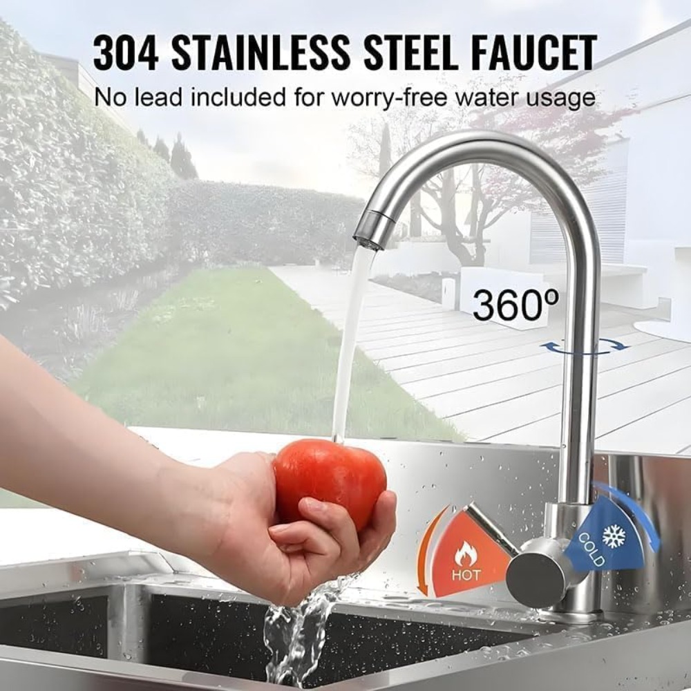 Stainless Steel Utility Sink w - Commercial Kitchen Faucet 评论和价格