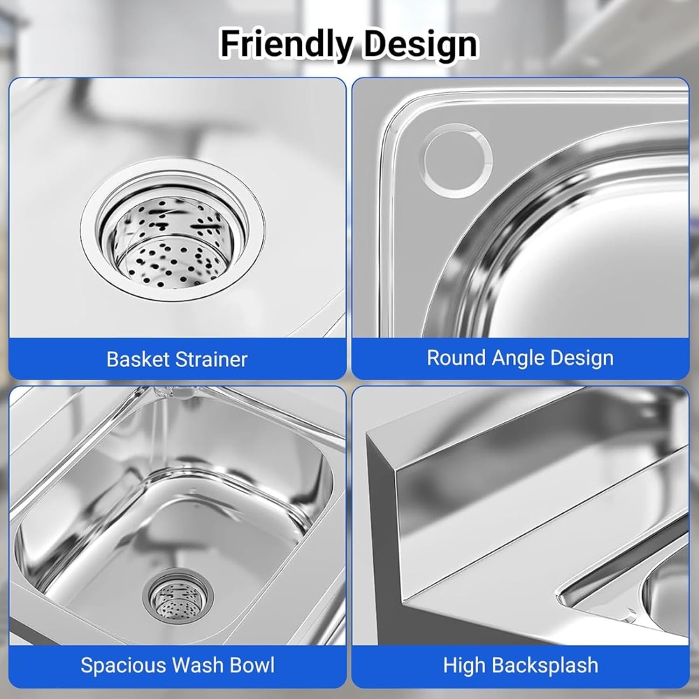 Stainless Steel Utility Sink w - Commercial Kitchen Faucet 评论和价格