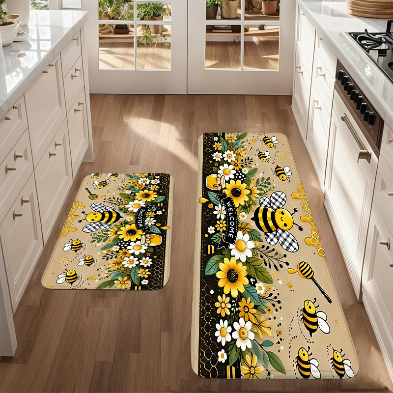 Bee Flower Kitchen Long Carpet - Commercial Kitchen Mats 评论和价格