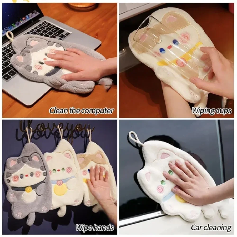 Cute Cat Hand Towel Quick Dryi - Commercial Kitchen Items 评论和价格