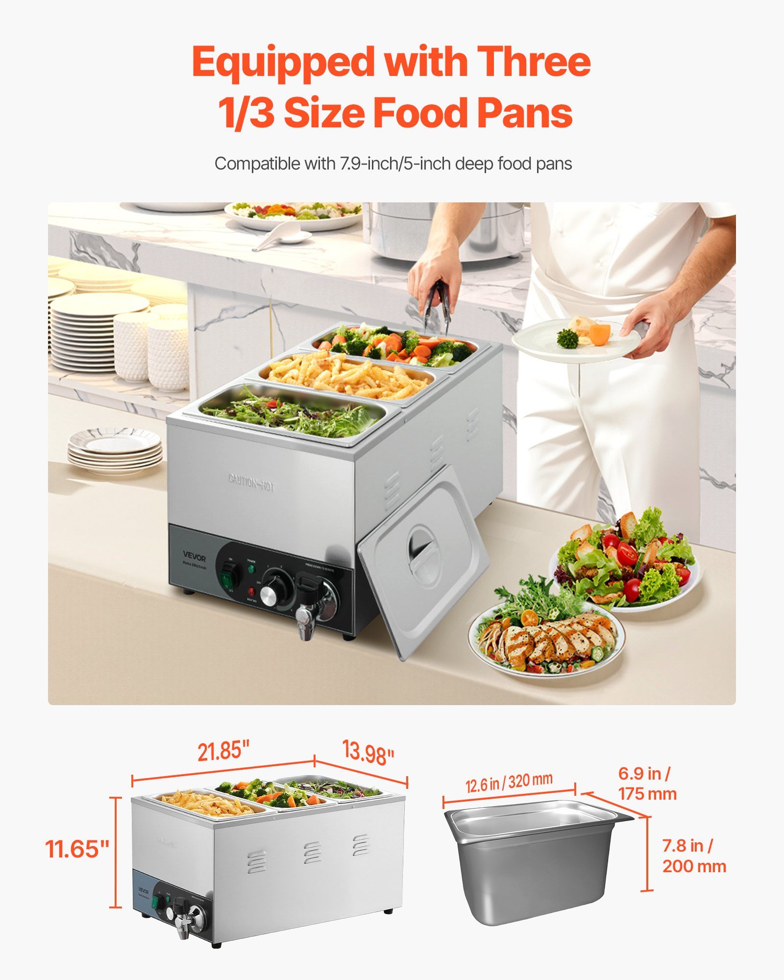 Commercial Food Warmer, 1200W  - Bain Marie Food Warmer 评论和价格