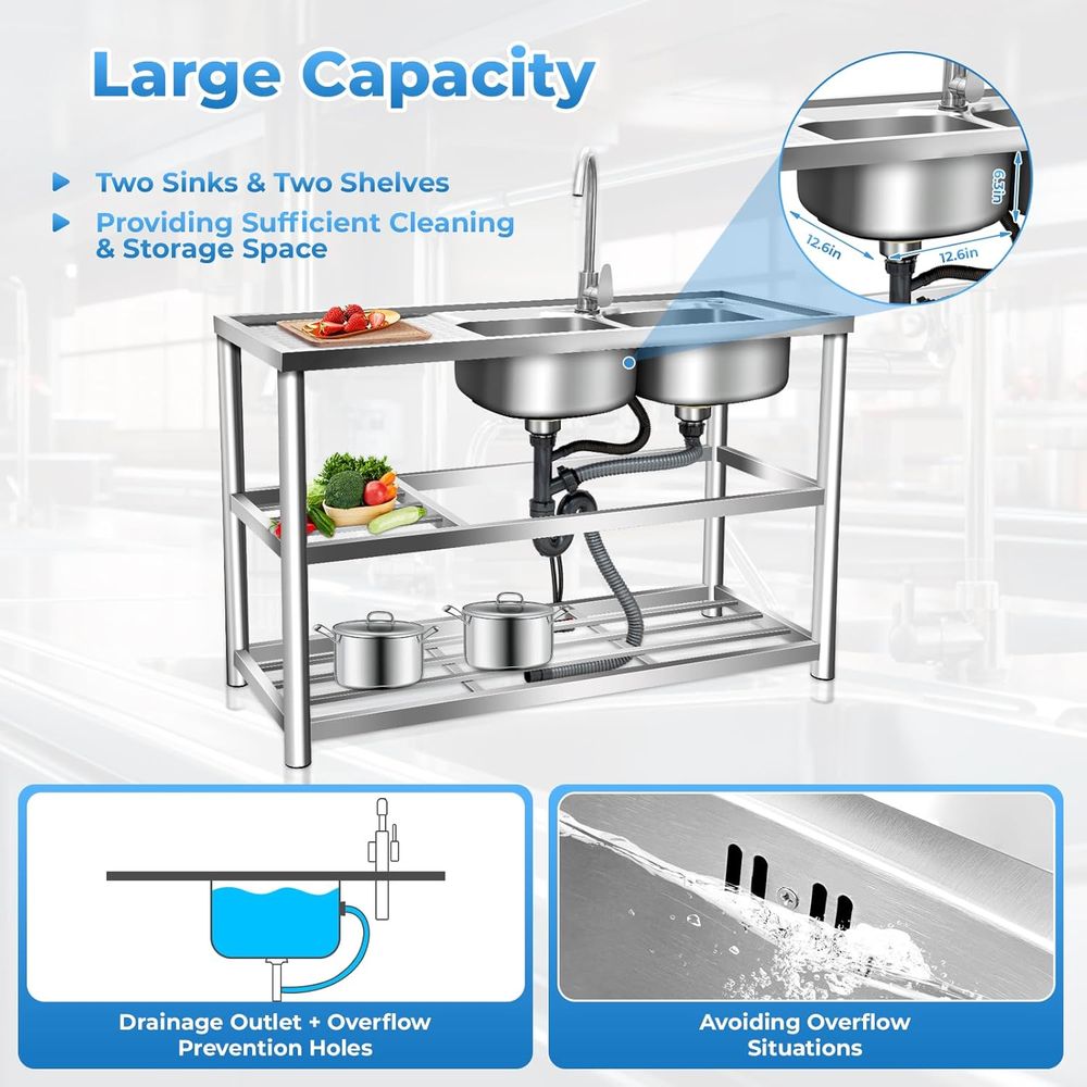 Commercial Stainless Steel Dou - Commercial Kitchen Faucet 评论和价格