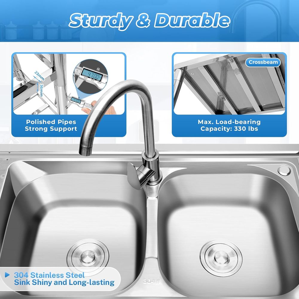 Commercial Stainless Steel Dou - Commercial Kitchen Faucet 评论和价格