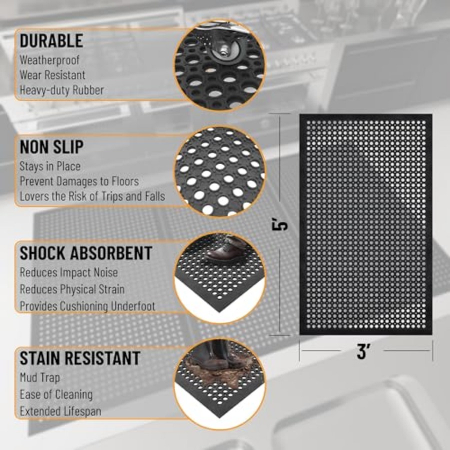 Heavy Duty Rubber Floor Non-Sl - Commercial Kitchen Non Slip Flooring 评论和价格