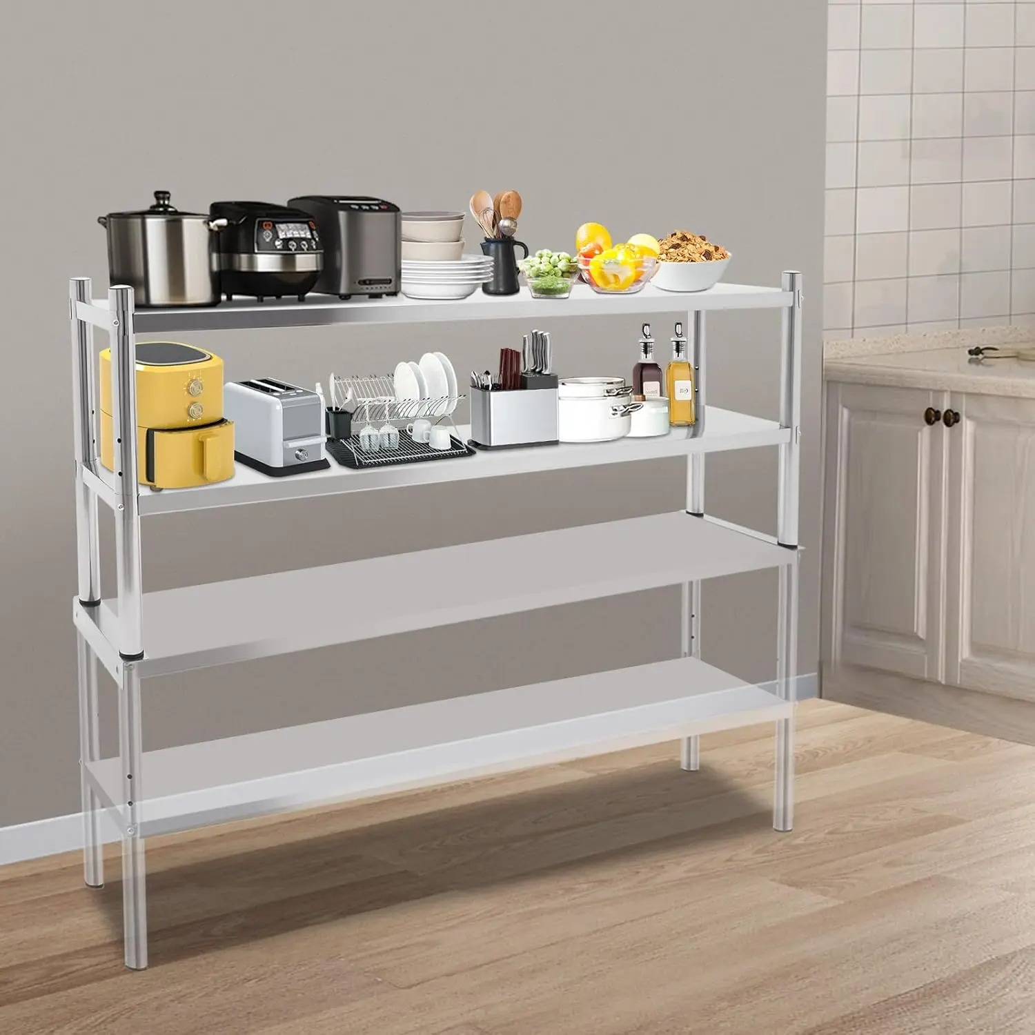 Stainless Steel Double Tier Ov - Commercial Kitchen Prep Table With Storage 评论和价格
