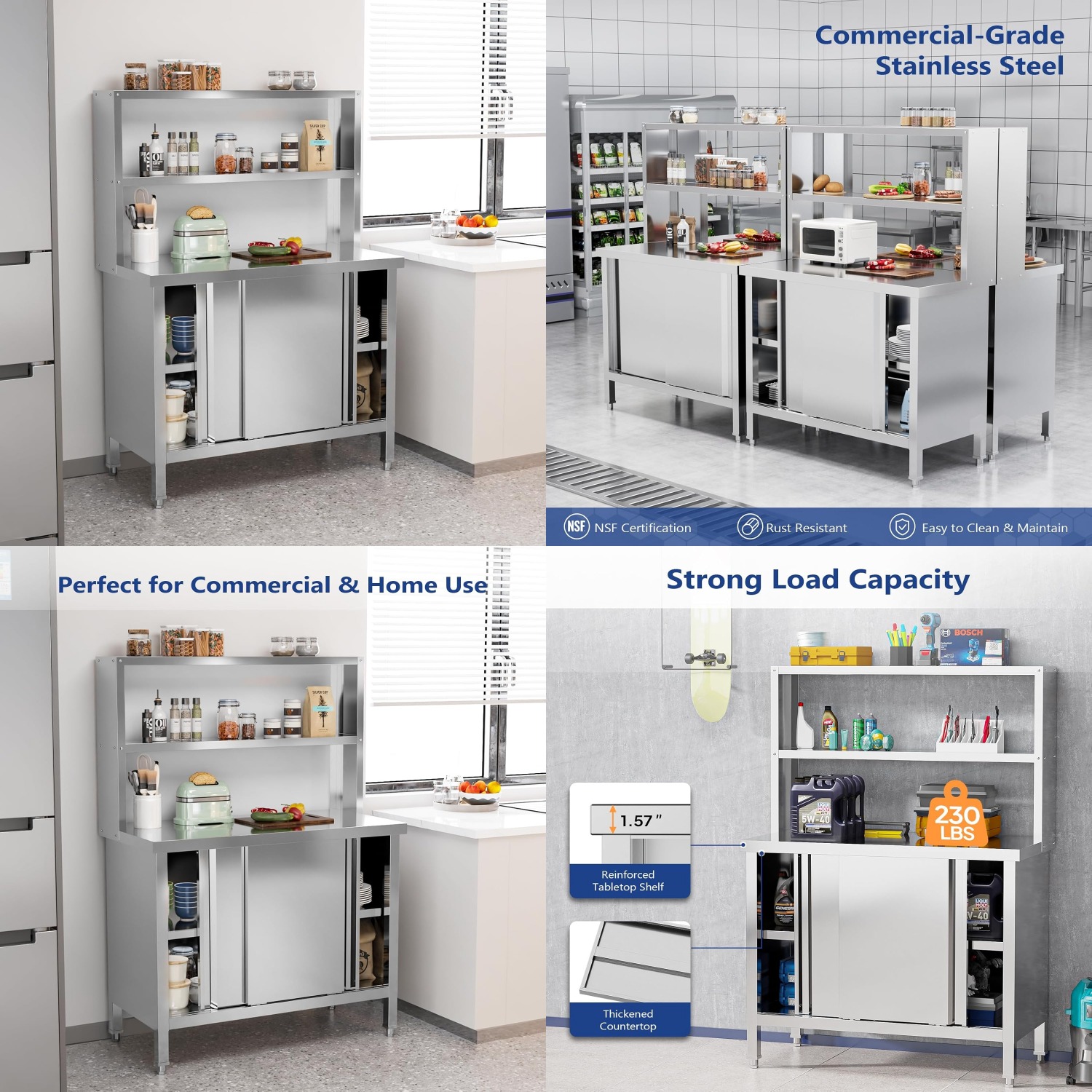 Stainless Steel Work Table 39x - Commercial Kitchen Prep Table With Storage 评论和价格