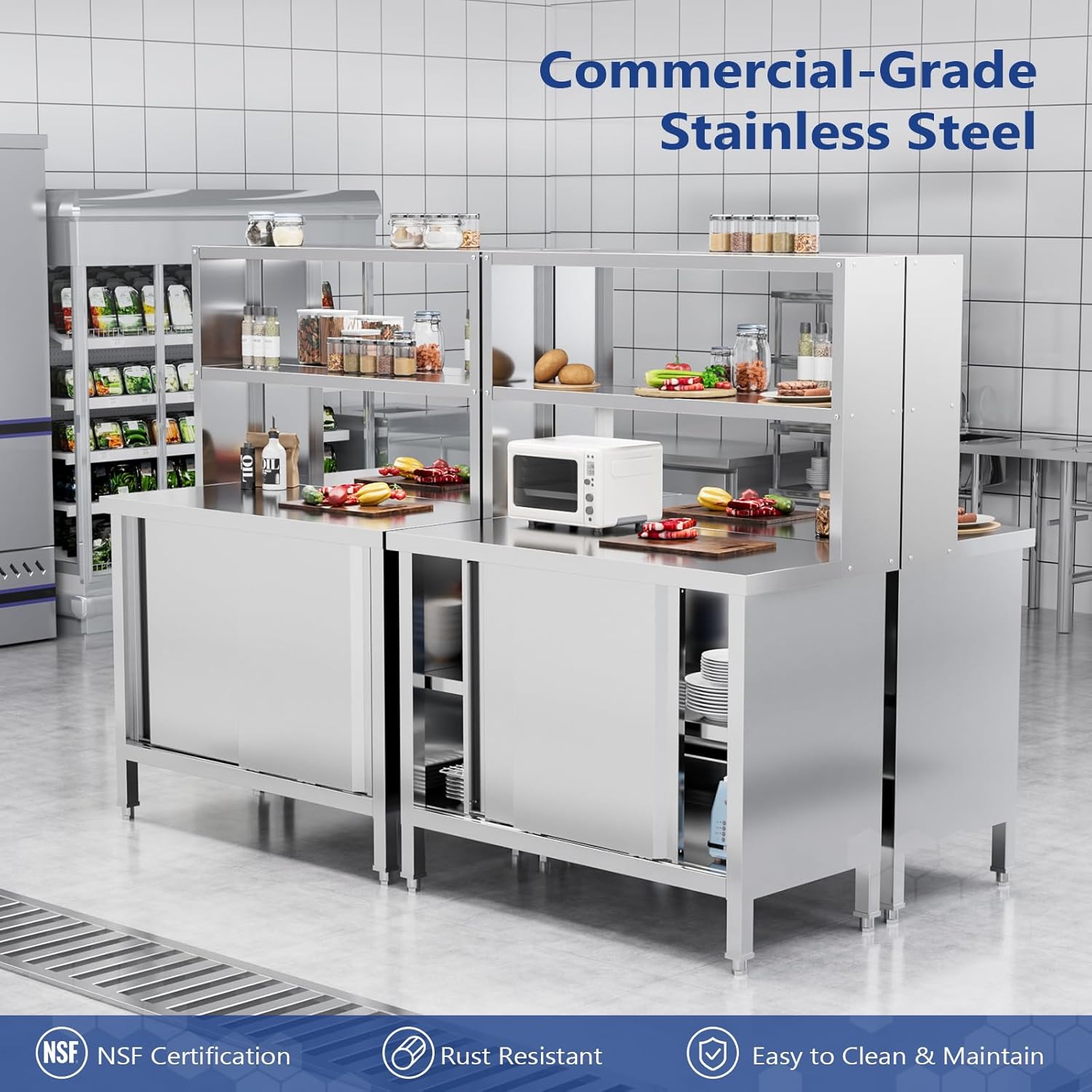 Stainless Steel Work Table 39x - Commercial Kitchen Prep Table With Storage 评论和价格