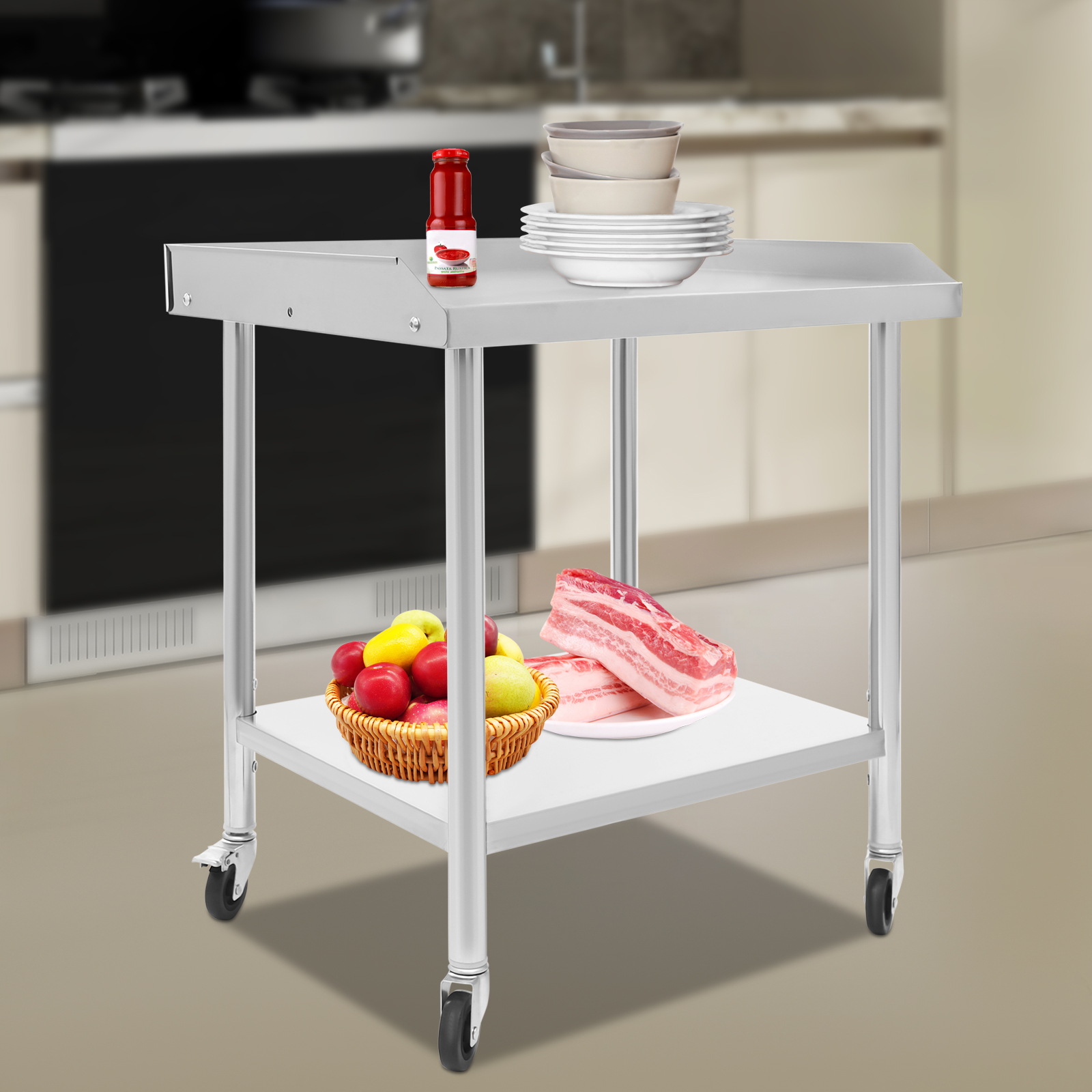 2 Tier Stainless Steel Work Ta - Commercial Kitchen Prep Table With Storage 评论和价格