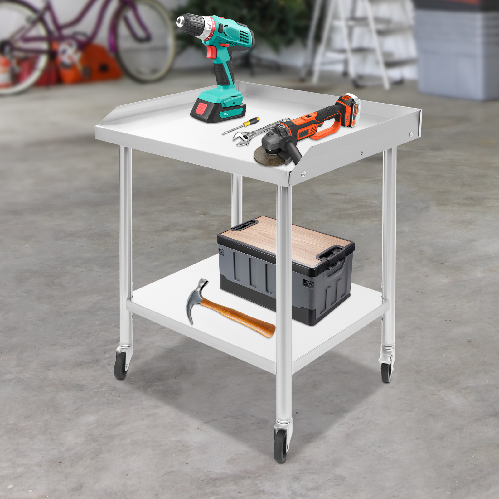 2 Tier Stainless Steel Work Ta - Commercial Kitchen Prep Table With Storage 评论和价格