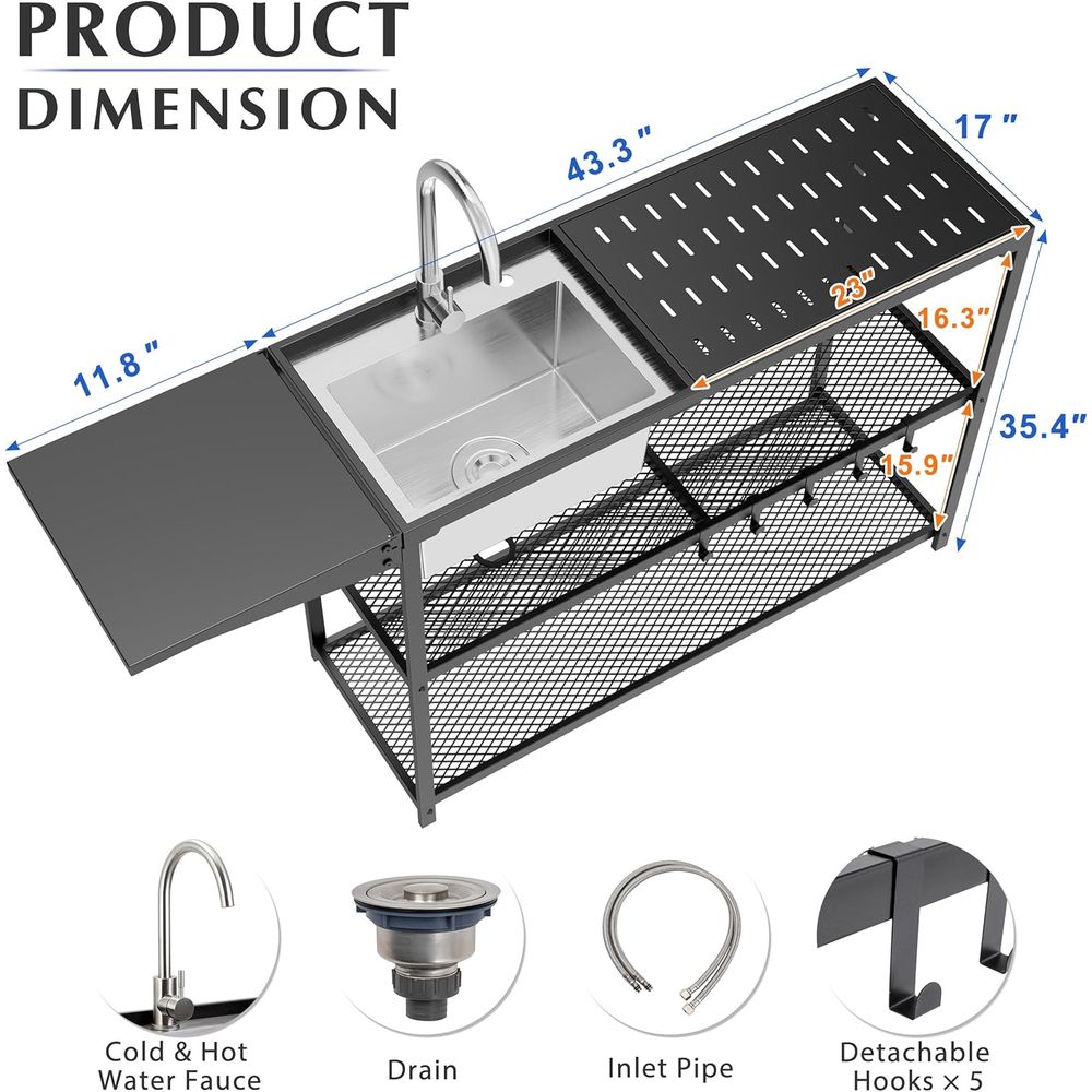 55 Stainless Steel Single Bowl - Commercial Kitchen Faucet 评论和价格