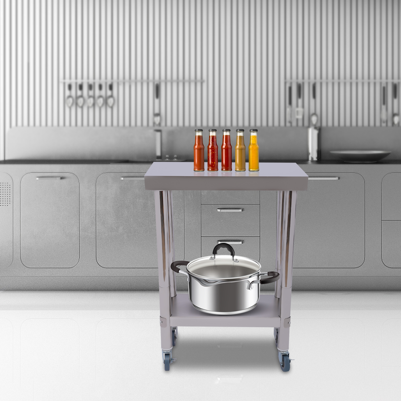 Stainless Steel Kitchen Workto - Commercial Kitchen Prep Table With Storage 评论和价格