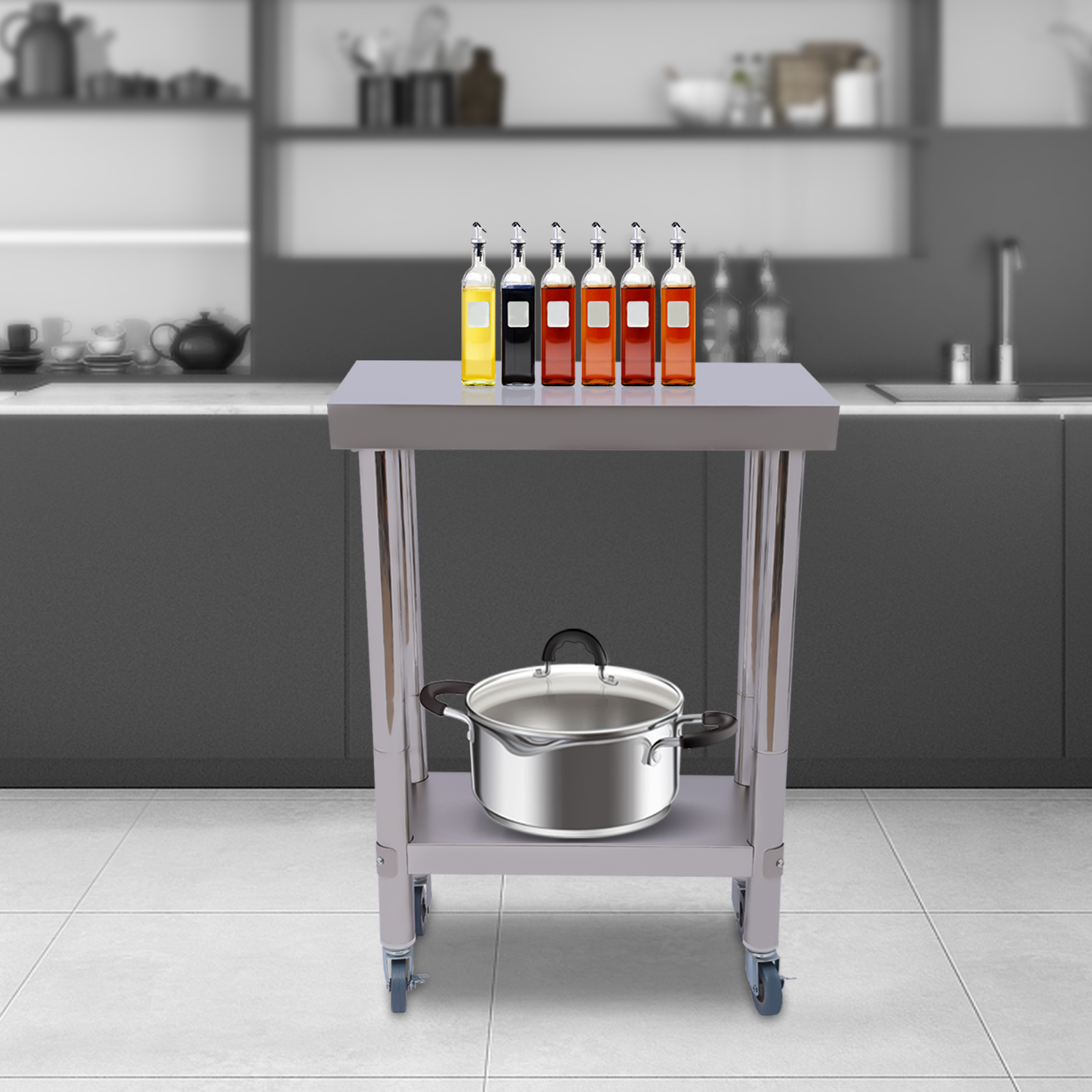 Stainless Steel Kitchen Workto - Commercial Kitchen Prep Table With Storage 评论和价格