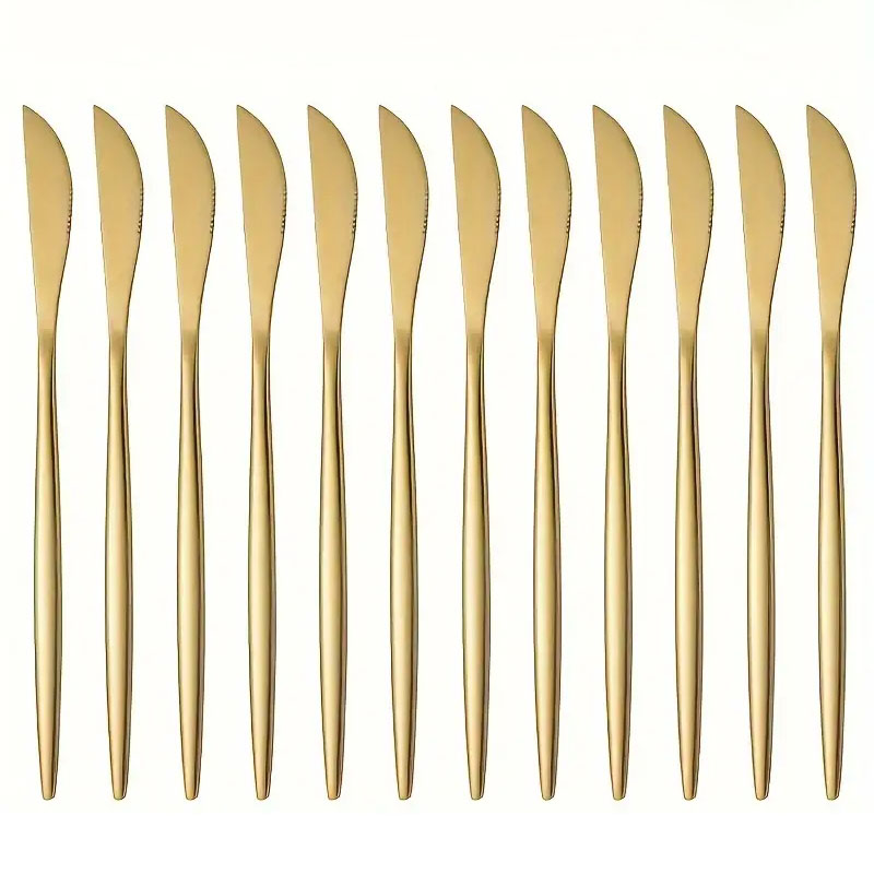 12pcs Golded Dinner Knives Sta - Commercial Kitchen Knives 评论和价格