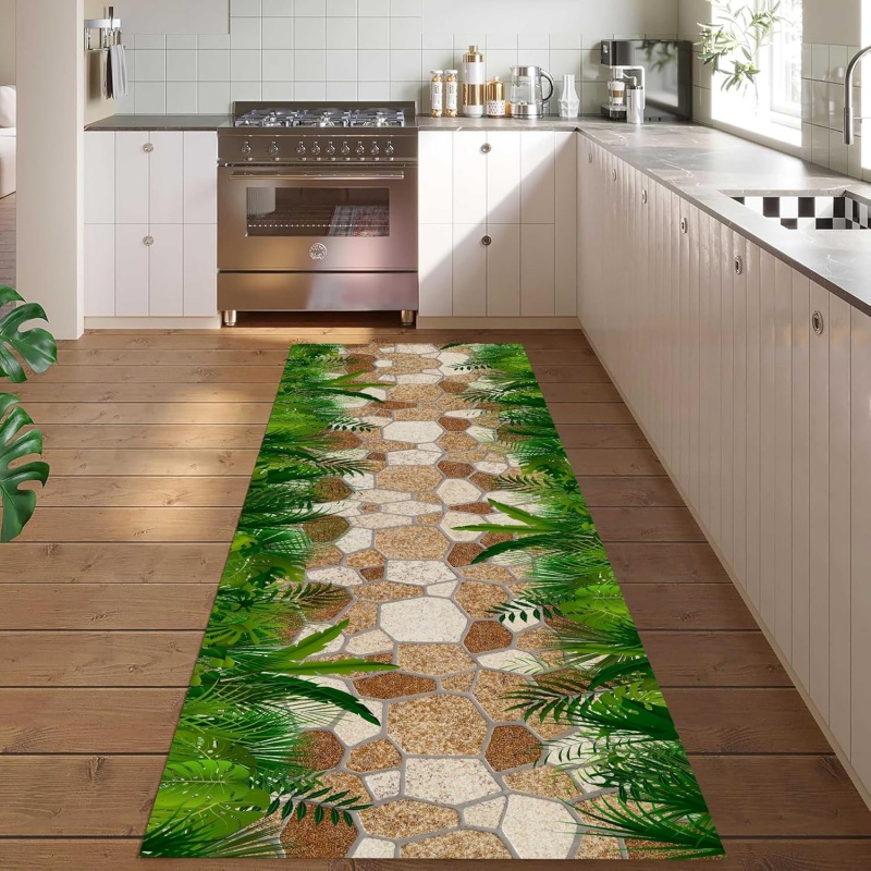 Tropical Stone Path Runner Rug - Commercial Kitchen Non Slip Flooring 评论和价格