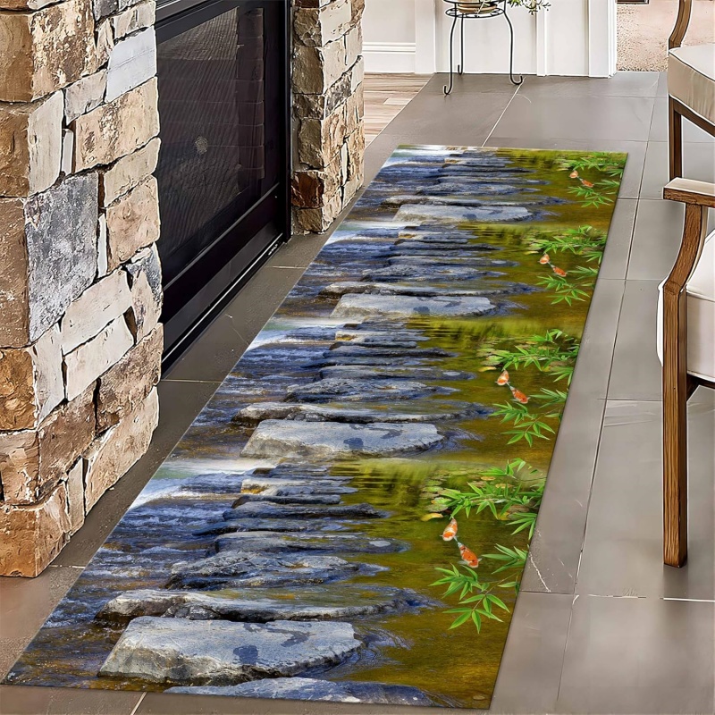 Tropical Stone Path Runner Rug - Commercial Kitchen Non Slip Flooring 评论和价格