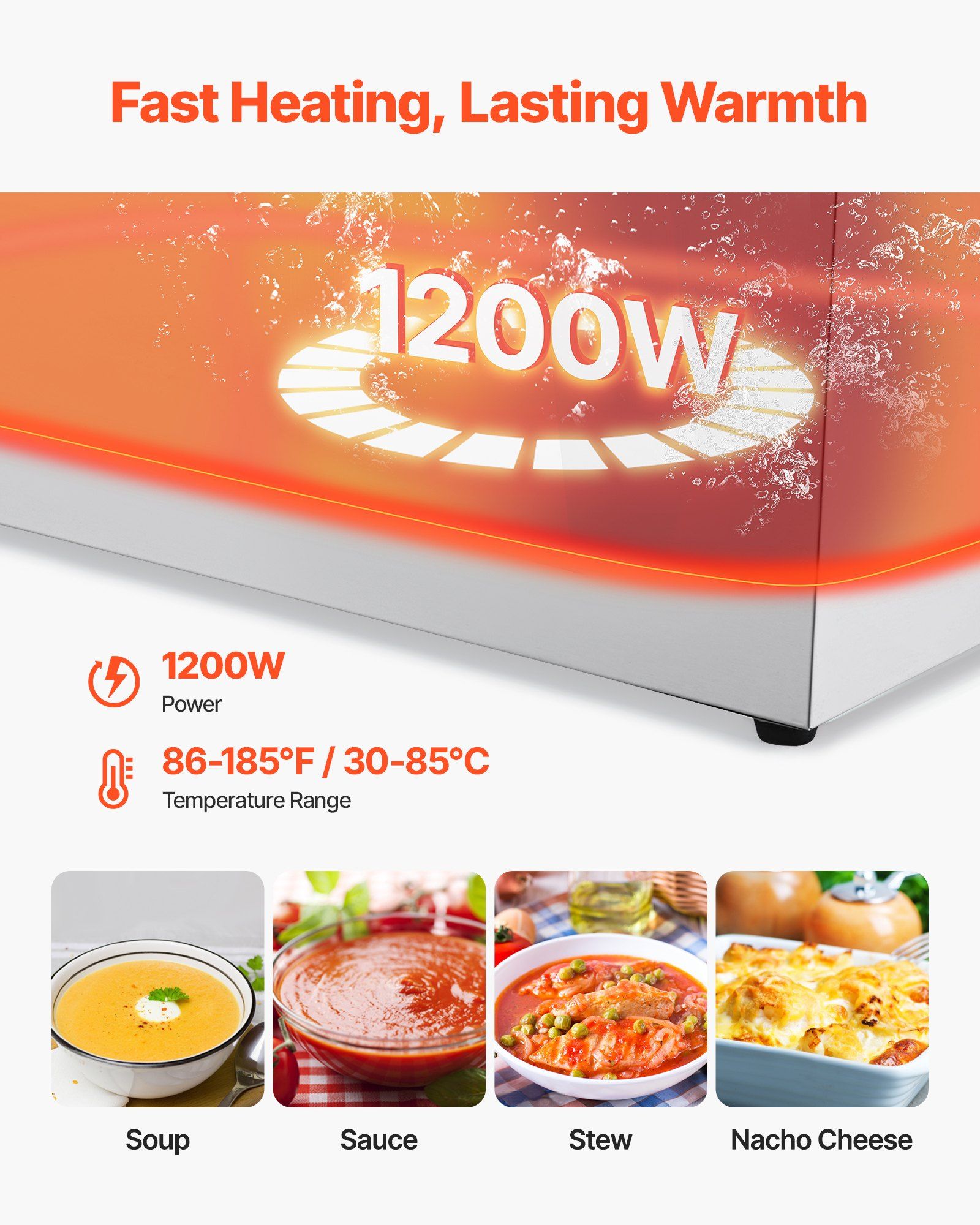 Commercial Food Warmer, 1200W  - Bain Marie Food Warmer 评论和价格