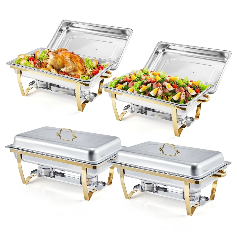 4 Pack Buffet Chafing Dish Set - Bain Marie Food Warmer 评论和价格
