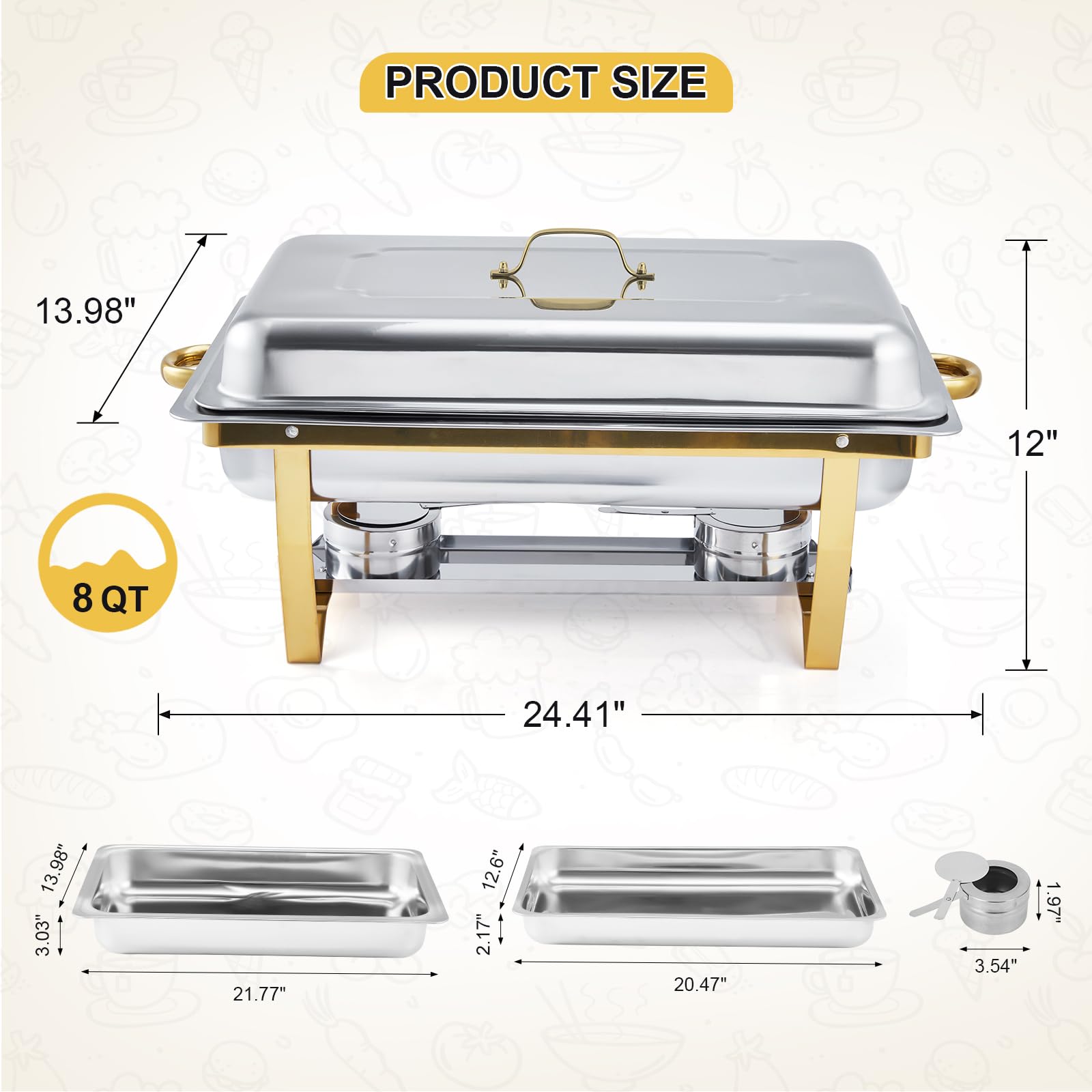 4 Pack Buffet Chafing Dish Set - Bain Marie Food Warmer 评论和价格