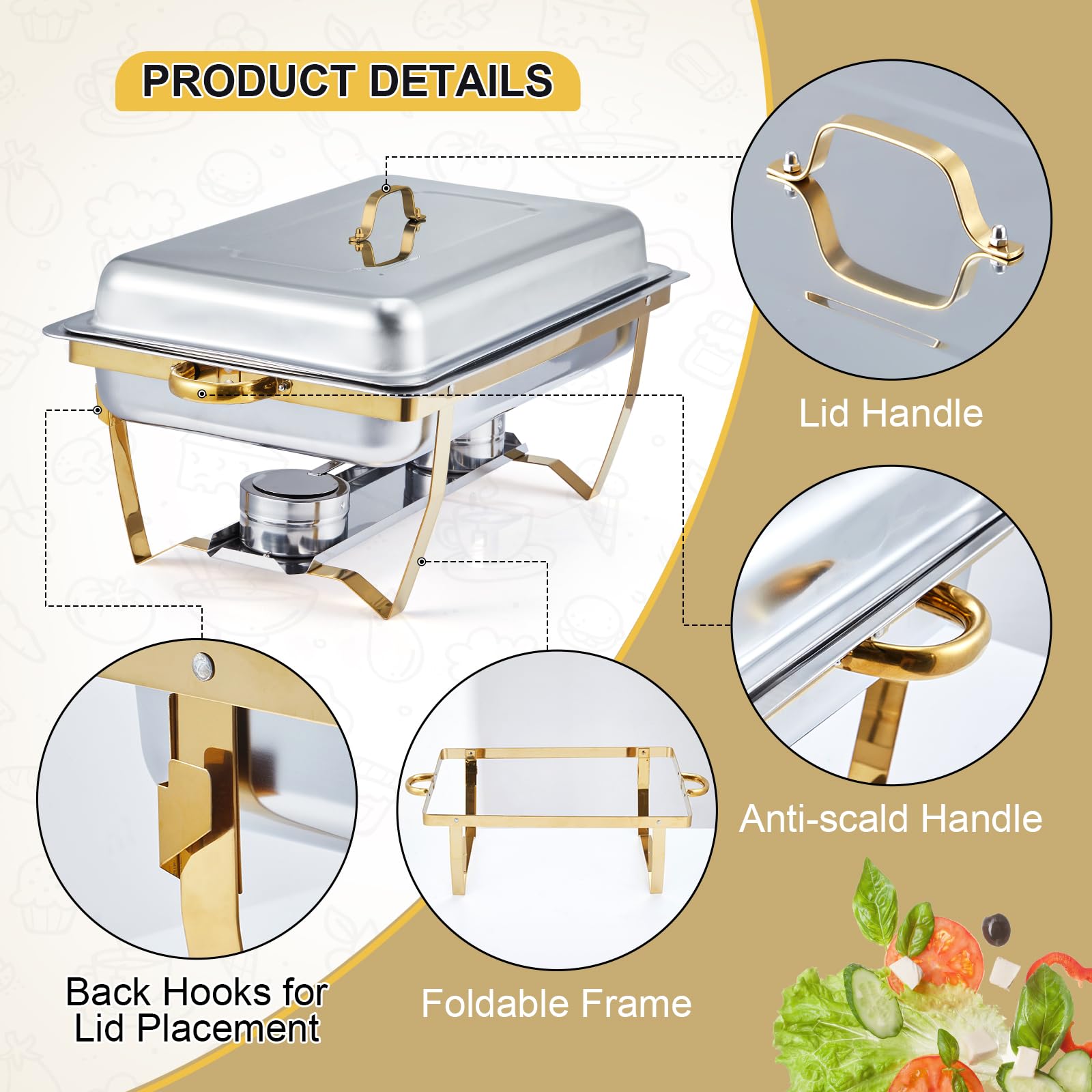4 Pack Buffet Chafing Dish Set - Bain Marie Food Warmer 评论和价格