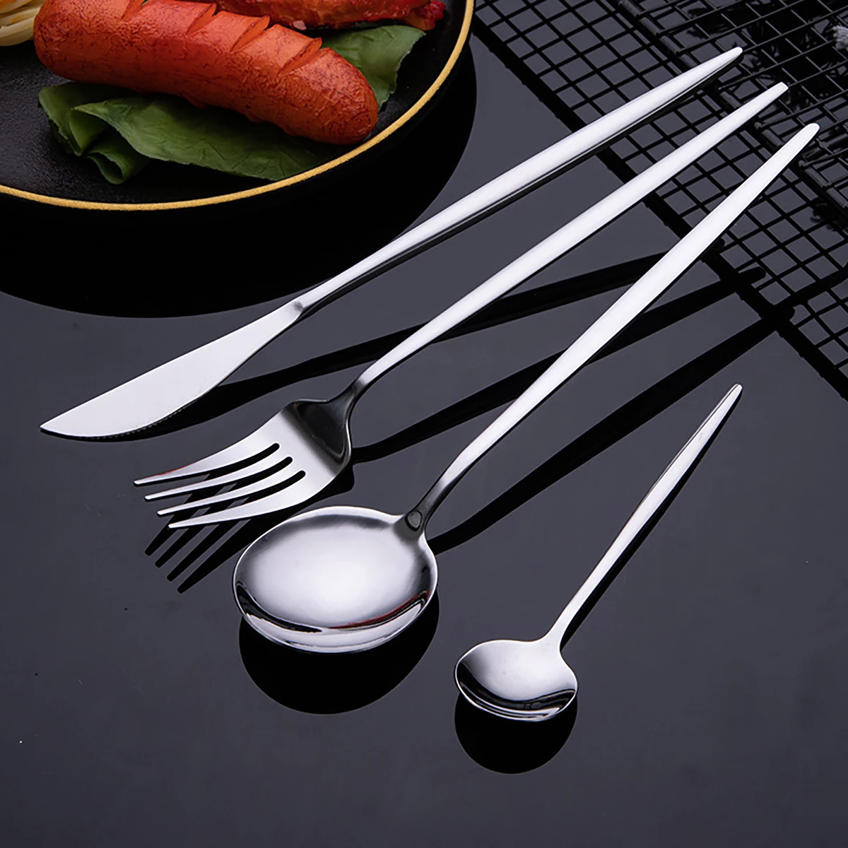 24pcs Gold Flatware Set Stainl - Commercial Kitchen Knives 评论和价格