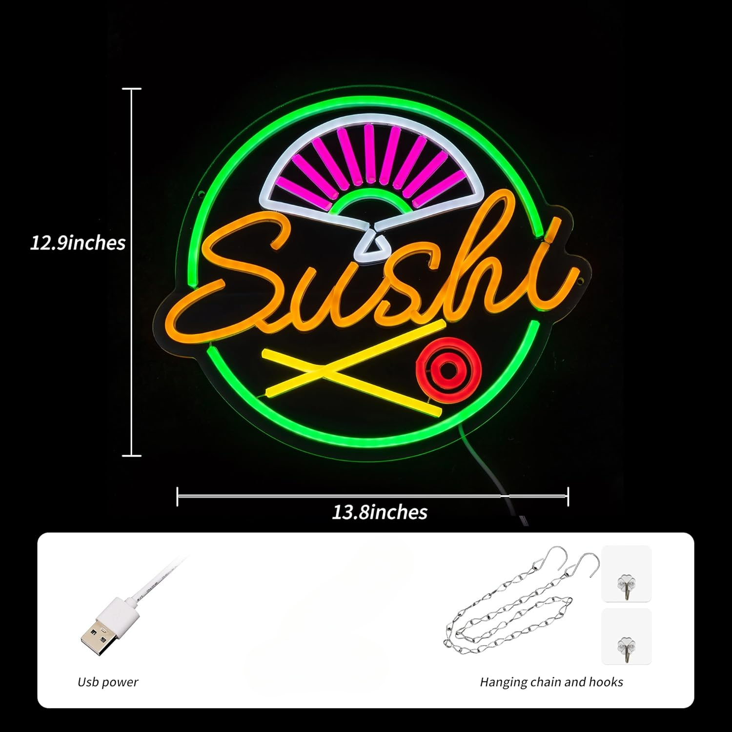 Sushi Neon Sign for Wall Decor - Commercial Kitchen Light 评论和价格