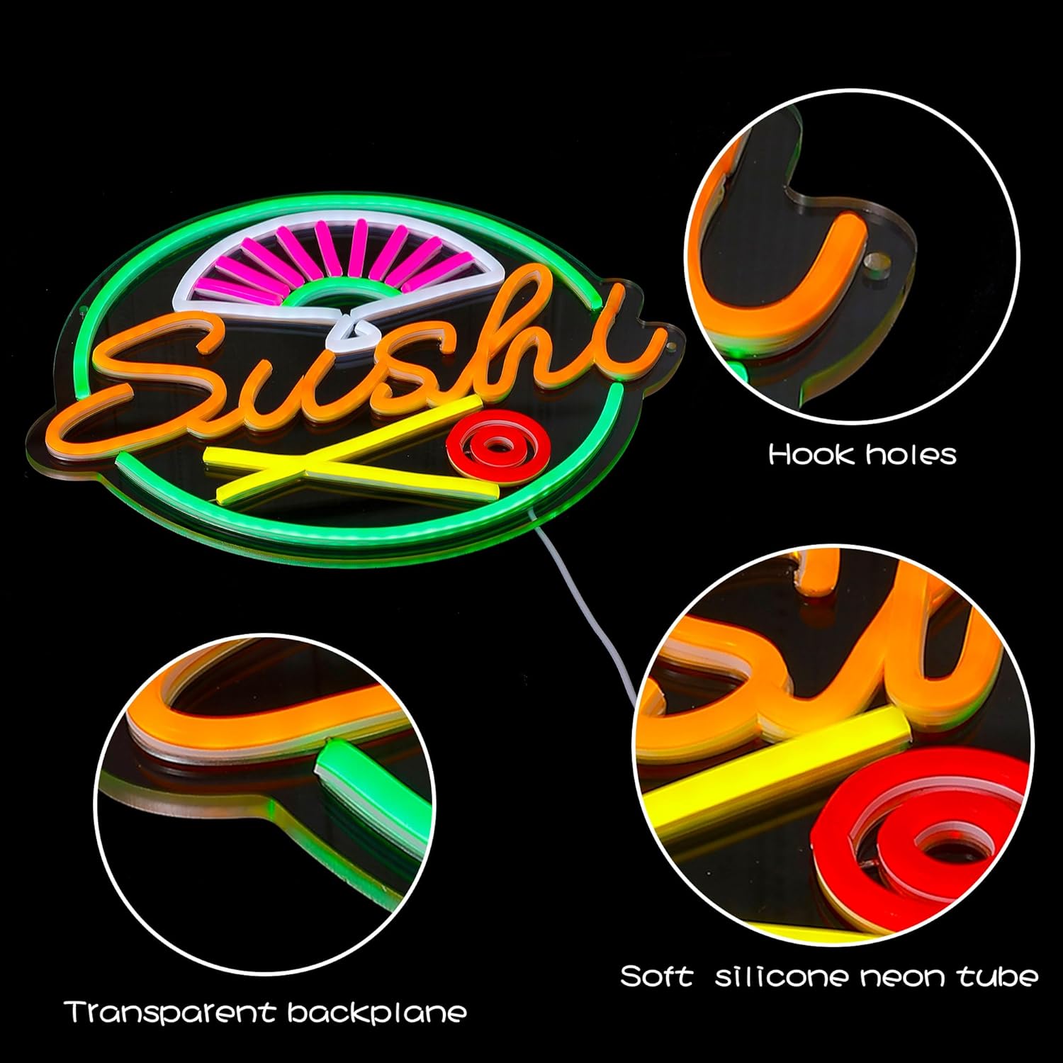 Sushi Neon Sign for Wall Decor - Commercial Kitchen Light 评论和价格