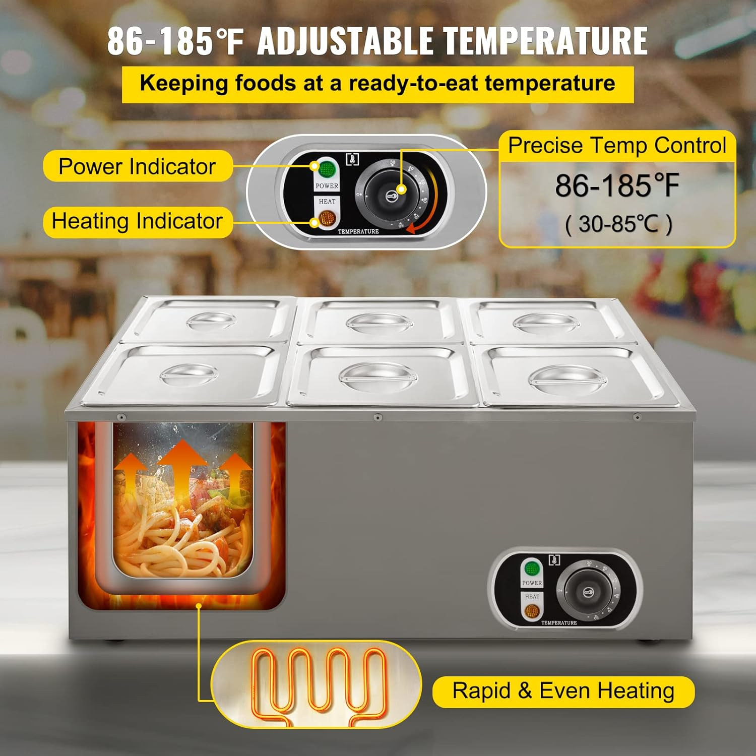6 Tanks Commercial Bain Marie  - Bain Marie Food Warmer 评论和价格