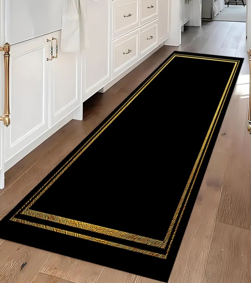 Luxury Black Gold Greek Key Bo - Commercial Kitchen Non Slip Flooring 评论和价格