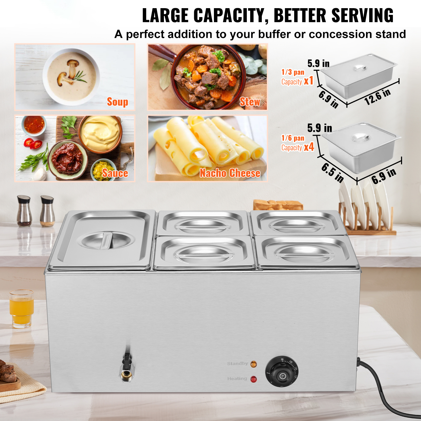 SucceBuy 24QT 5-Pan Commercial - Bain Marie Food Warmer 评论和价格
