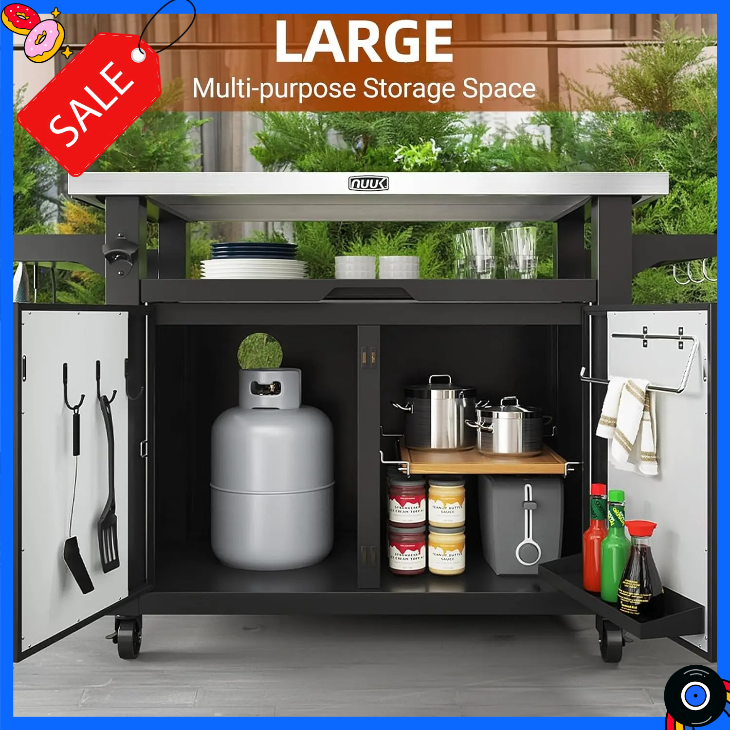 BestsellerOutdoor Grill Cart w - Commercial Kitchen Prep Table With Storage 评论和价格