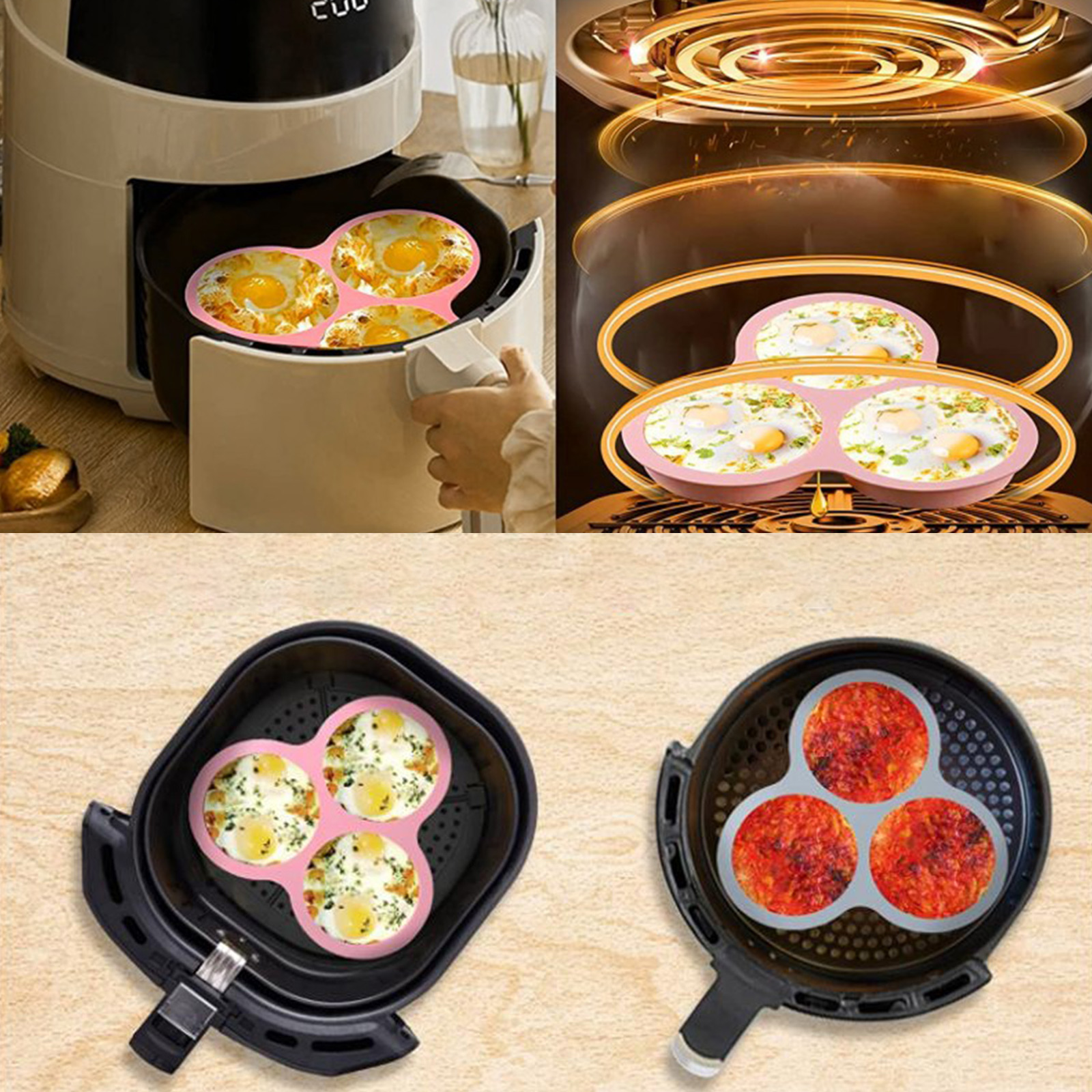 1/2pcs Silicone Air Fryer Egg  - Commercial Kitchen Cooking 评论和价格