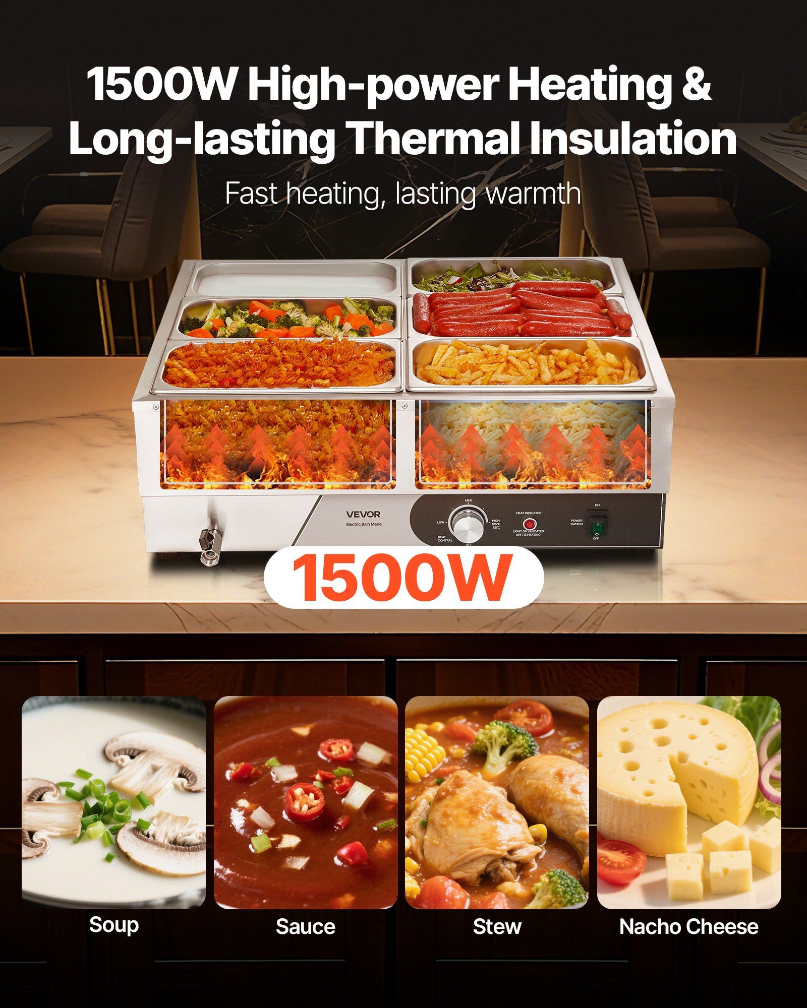Commercial Food Warmer, 1500W  - Bain Marie Food Warmer 评论和价格