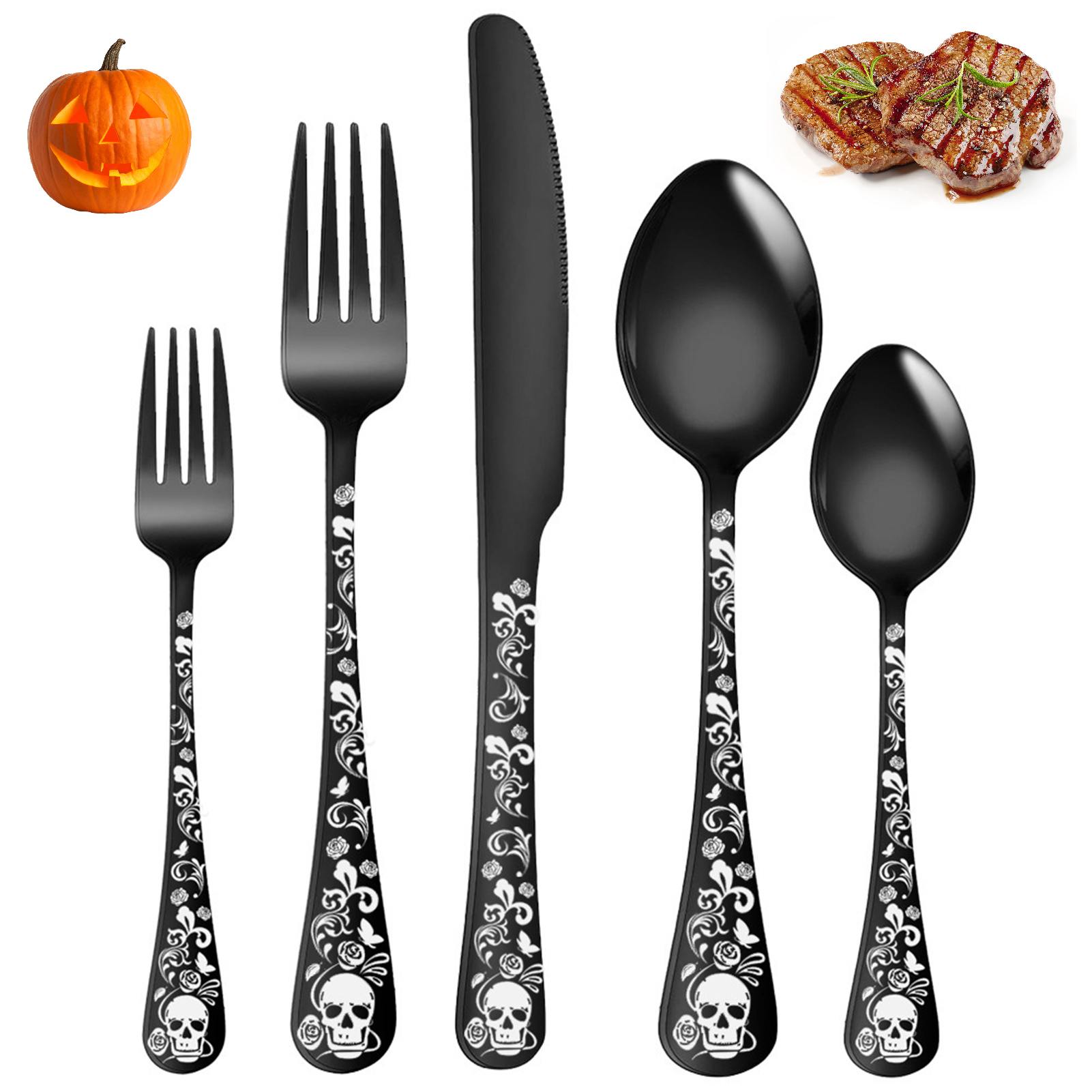 5pcs Skull Pattern Stainless S - Commercial Kitchen Knives 评论和价格