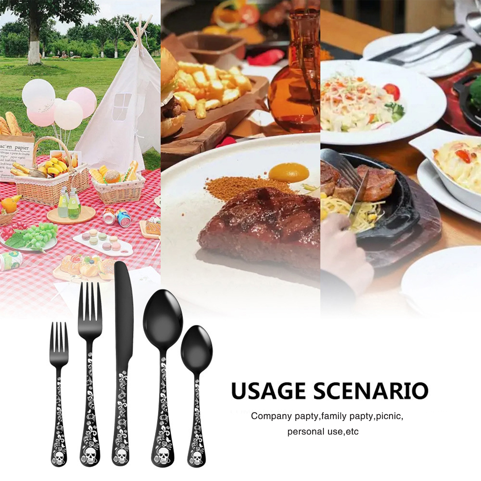 5pcs Skull Pattern Stainless S - Commercial Kitchen Knives 评论和价格
