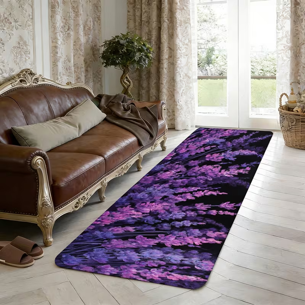 Lavender Floral Print Runner R - Commercial Kitchen Mats 评论和价格