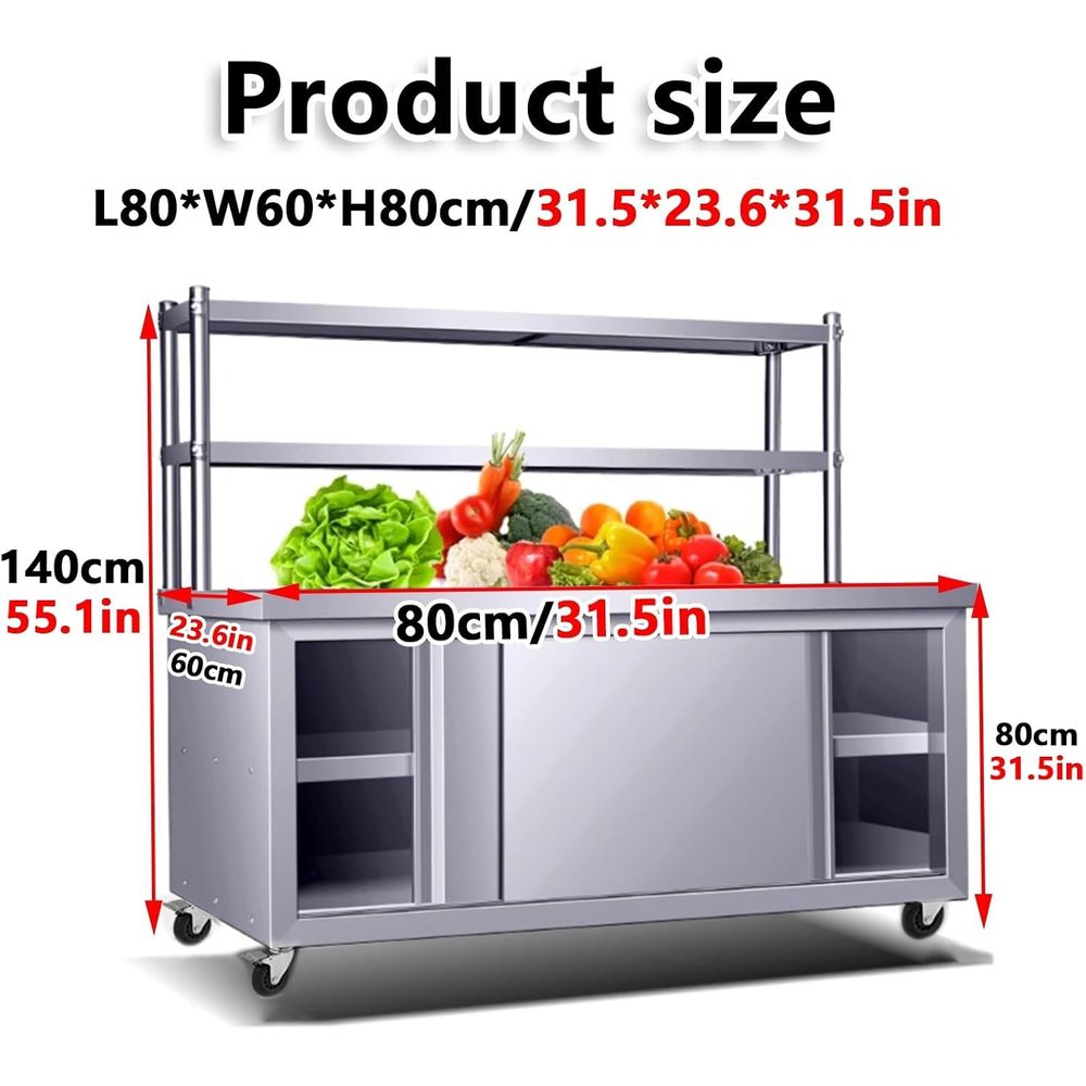 Commercial Heavy-Duty Stainles - Commercial Kitchen Prep Table With Storage 评论和价格