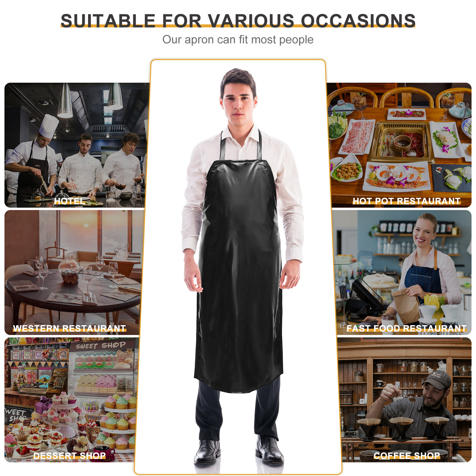 Black Heavy Duty PVC Apron 110 - Commercial Kitchen Paint 评论和价格