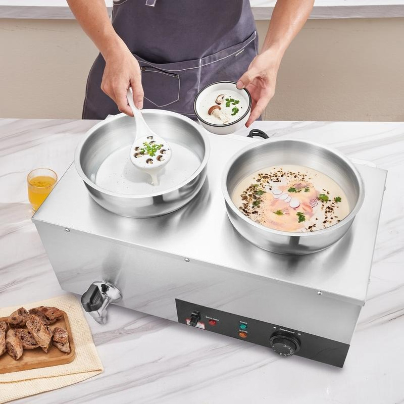 Electric Soup Warmer, Dual 7.4 - Bain Marie Food Warmer 评论和价格
