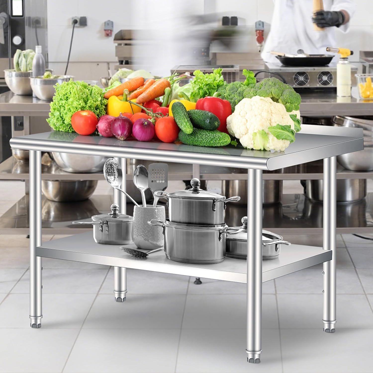 60”X 24”Stainless Steel Work T - Commercial Kitchen Prep Table With Storage 评论和价格