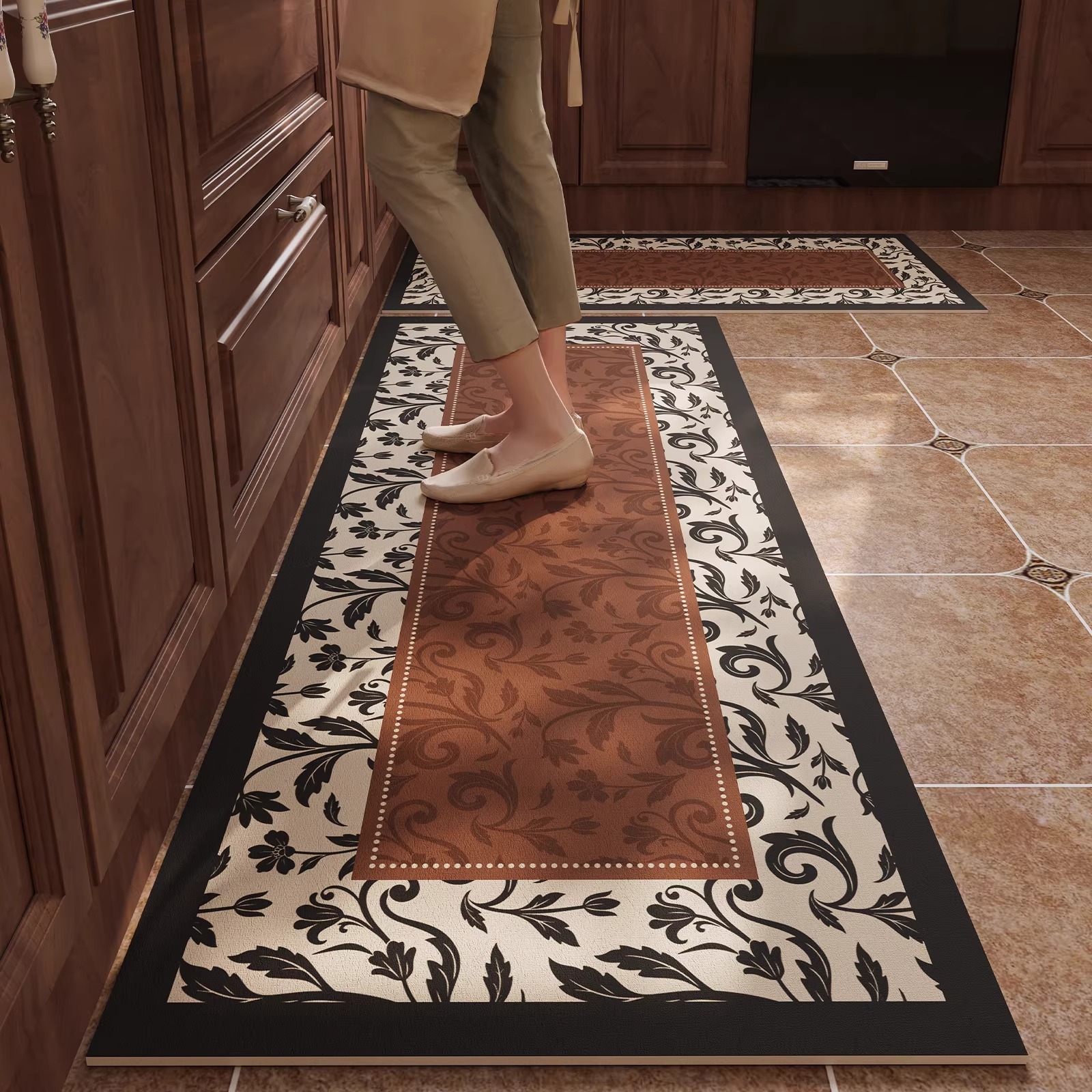 Rug for Kitchen Waterproof Non - Commercial Kitchen Non Slip Flooring 评论和价格