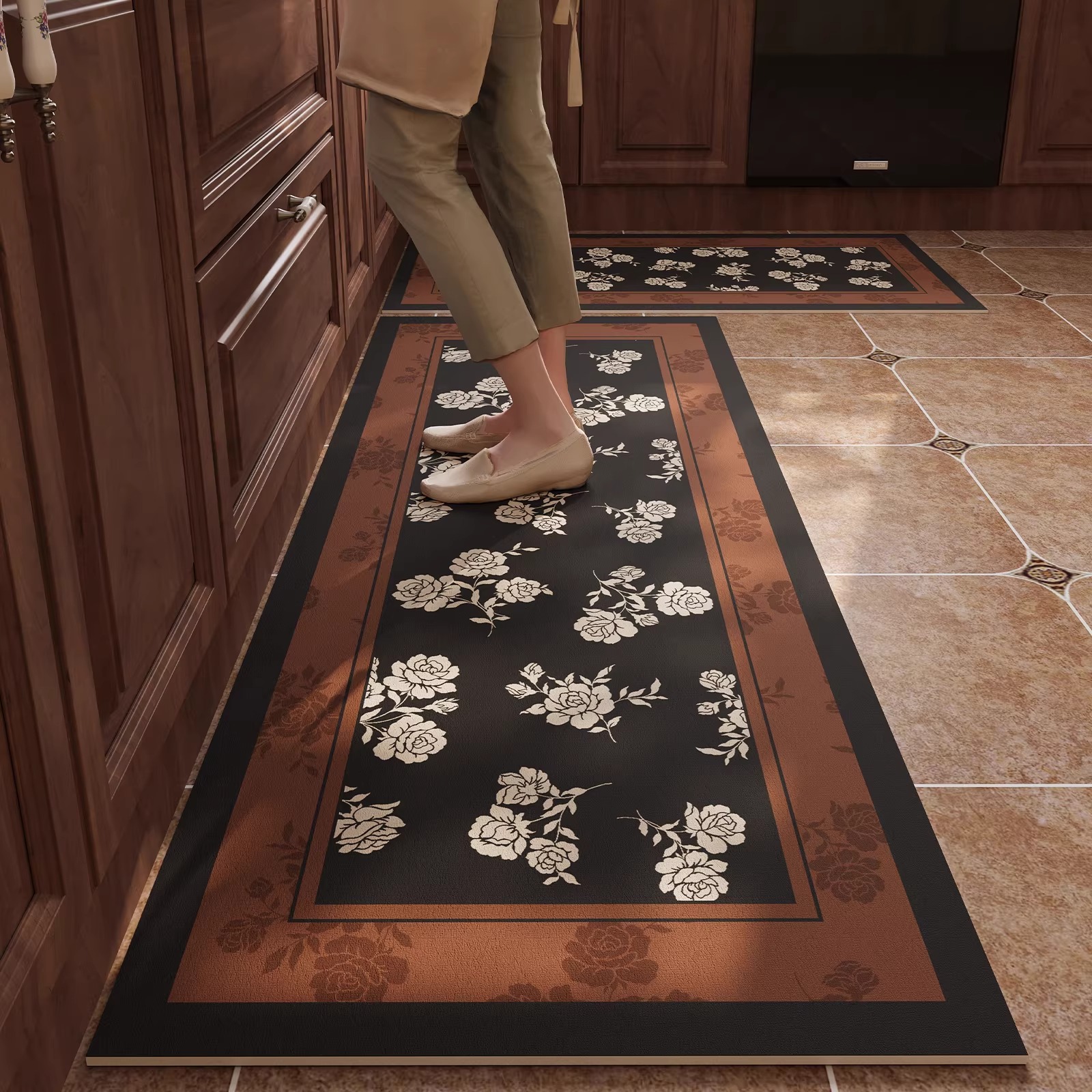 Rug for Kitchen Waterproof Non - Commercial Kitchen Non Slip Flooring 评论和价格