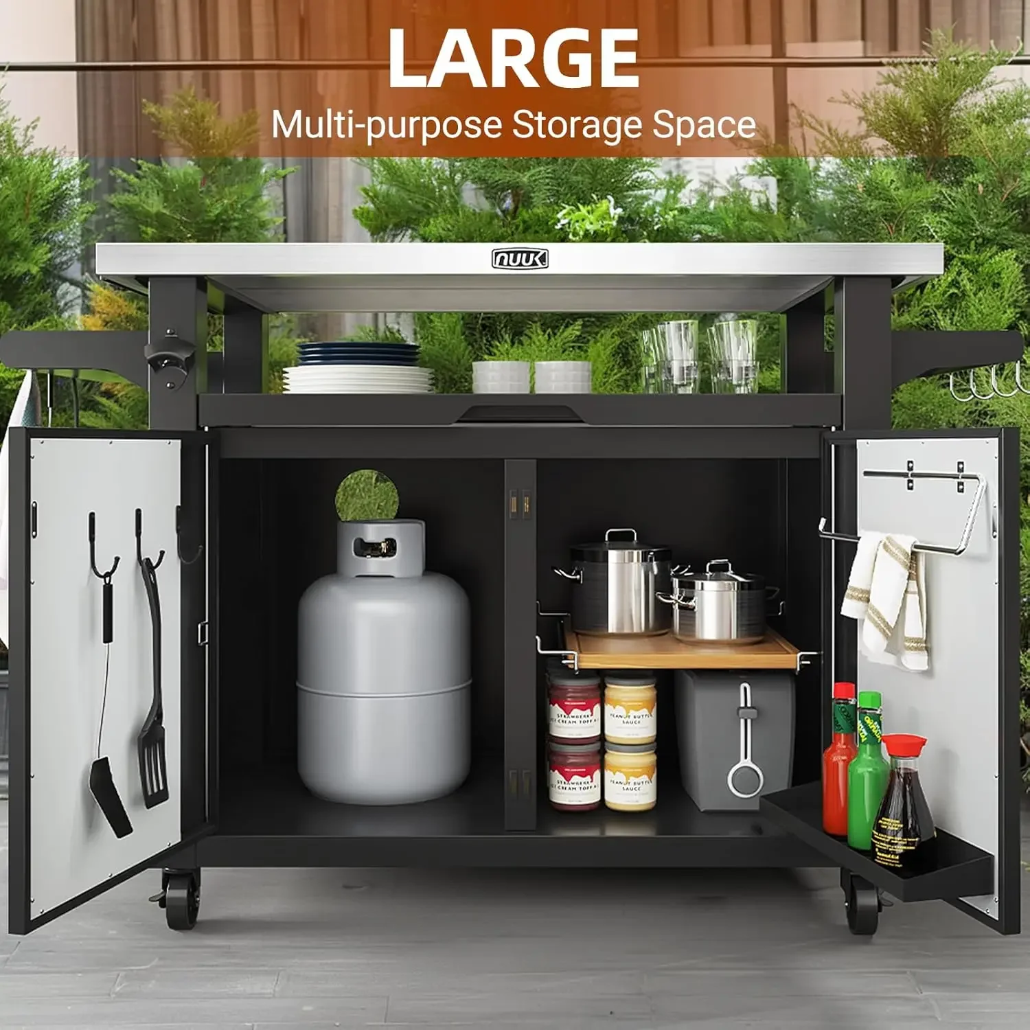 Outdoor Grill Cart with Storag - Commercial Kitchen Prep Table With Storage 评论和价格