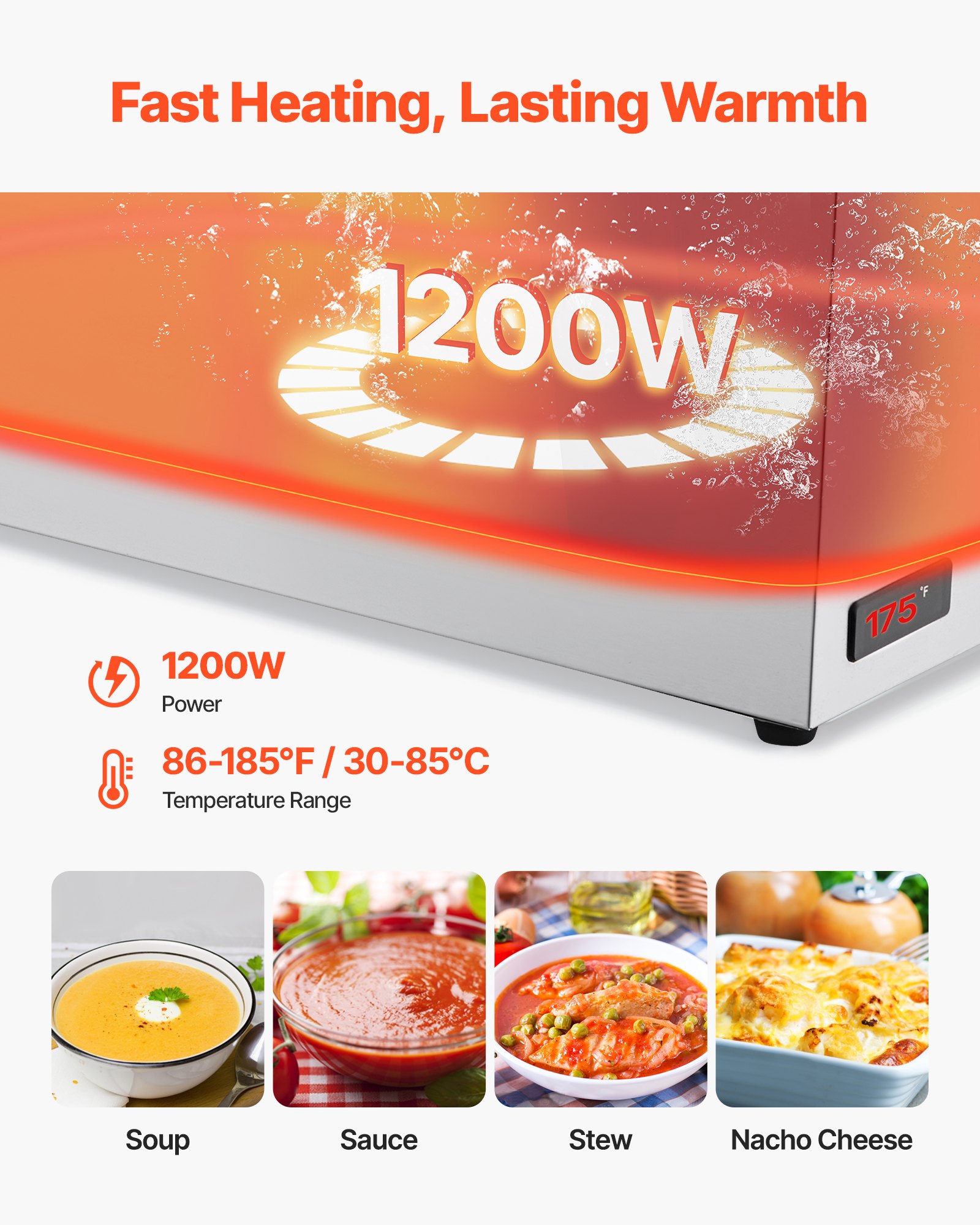 Commercial Food Warmer, 1200W  - Bain Marie Food Warmer 评论和价格